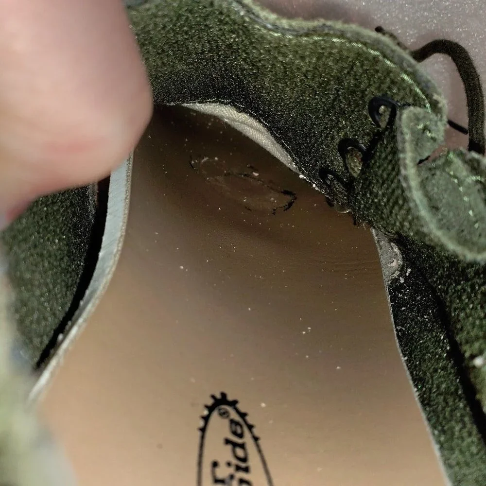 Vintage 90s Chunky Platform Shoes Slipon Suede Army Green Chukka Loafer Sz‎ 8.5
